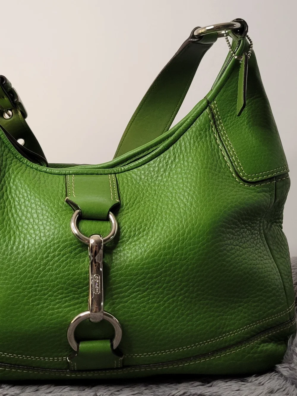 Coach Green Pebbled Leather Hobo Bag